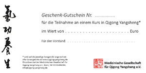 Gutschein der Medizinischen Gesellschaft f�r Qigong-Yangaheng